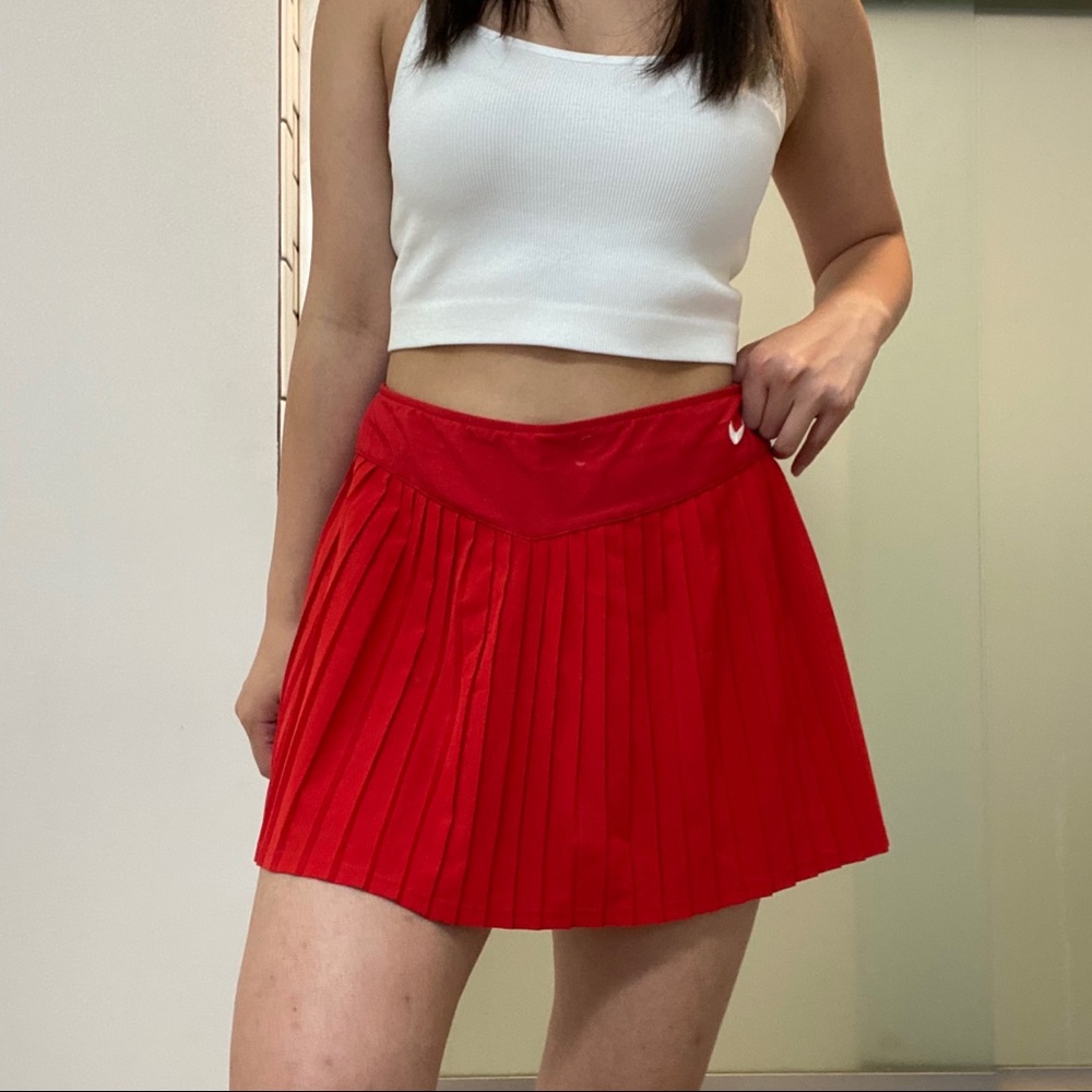 Red Nike Pleated Tennis Skirt